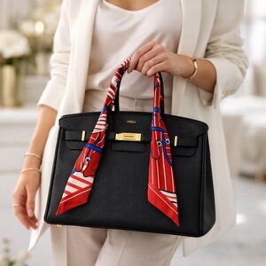 RED BLUE WHITE EQUESTRIAN HORSE SKINNY SCARF HANDBAG HANDLE WRAP HAIR NECK TIE